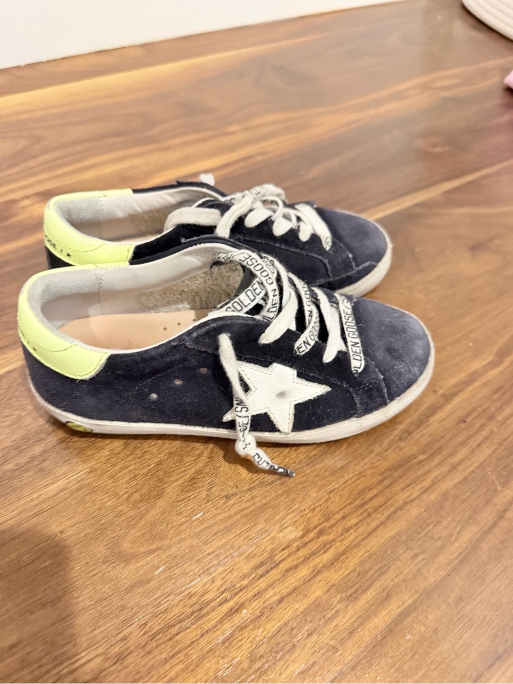 Golden goose Kids black Suede Star Sneakers with Neon Accent